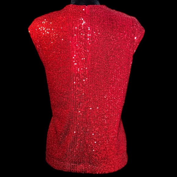 Calvin Klein - Red Sleeveless Sequins Top - Size M - Picture 2 of 5